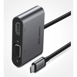 UGREEN CM162 4 -In -1 USB-C to HDMI + VGA +USB 3.0 Adapter with PD(100W)-Space Gray
