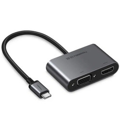 UGREEN CM162 4 -In -1 USB-C to HDMI + VGA +USB 3.0 Adapter with PD(100W)-Space Gray