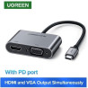 UGREEN CM162 4 -In -1 USB-C to HDMI + VGA +USB 3.0 Adapter with PD(100W)-Space Gray