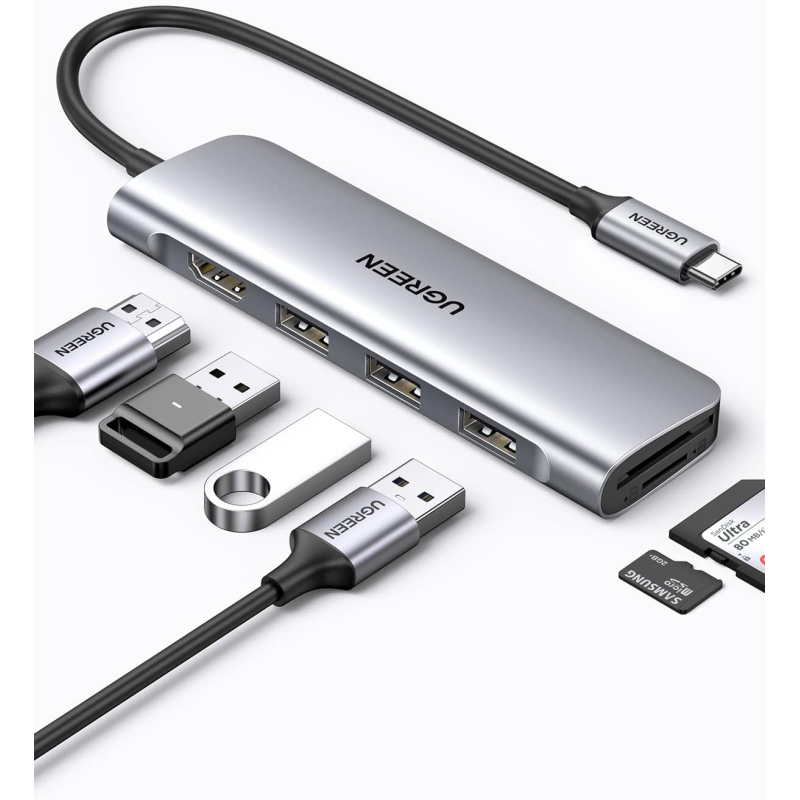 UGREEN CM511 6 -In- 1 Docking Station- USB-C To 3*USB 3.0 A/SD/TF/100W PD Power Converter UGREEN CM511 6 -In- 1 Docking Station- USB-C To 3*USB 3.0 A/SD/TF/100W PD Power Converter