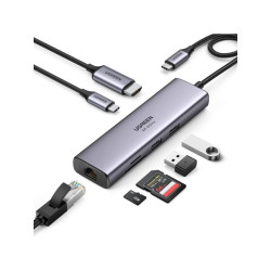 UGREEN CM512 7 -In -1 Docking Station- USB-C to 2*USB3.0/HDMI/RJ45/SD&TF/100W PD port Converter