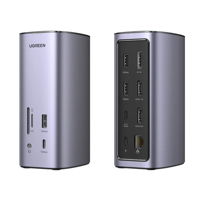 UGREEN CM681 12 In 1 PRO Docking Station-USB-C to 2*USB 3.0 /1*USB3.2/ 1*USB-C3.2/ 2*HDMI / 1*DP/ RJ45 Gigabit/ SD&TF/ 3.5mm/ 10