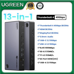 UGREEN U709 Revodok Max 313 Thunderbolt 4 13 -In -1 Docking Station-1*Thunderbolt 4/2*USB-C 3.2, 2*USB-A 3.2/2* USB-A 3.0/DP 1.4
