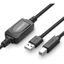 UGREEN US122 USB 2.0 A Male to B Male Active Printer Cable 10m (Black)