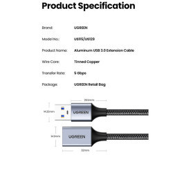 UGREEN US115 USB 3.0 A Male To Female Extension Cable 5m