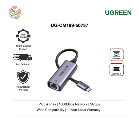 UGREEN CM199 USB-C 3.1 GEN1 To Gigabit Ethernet Adapter