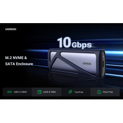 UGREEN CM400 M.2 NVMe/M.2 SATA SSD Enclosure(10Gbps)