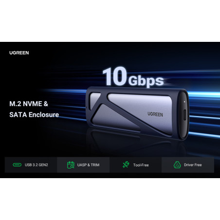 UGREEN CM400 M.2 NVMe/M.2 SATA SSD Enclosure(10Gbps)