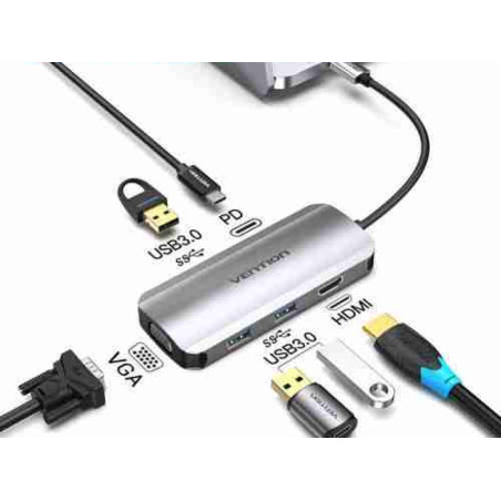 VEN CNCHB Vention USB-C MULTI-FUNCTIONAL 6 in 1 DOCKING STATION