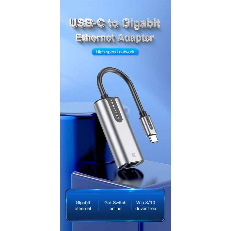 VEN CFNHB Vention USB-C TO GIGABYTE ETHERNET Adapter 0.15M Gray Aluminum Alloy Type VEN CFNHB Vention USB-C TO GIGABYTE ETHERNET Adapter 0.15M Gray Aluminum Alloy Type