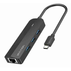 VEN TGPBB Vention USB-C to USB 3.0*3, RJ45, Micro-B HUB 0.15M Black ABS Type