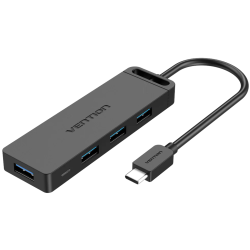 VEN TGKBD Vention Type-C to 4-Port USB 3.0 Hub with Power Supply Black 0.5M ABS Type
