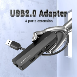 VEN CHPBB Vention 3 PORTS USB 2.0 HUB 0.15M with LAN Black
