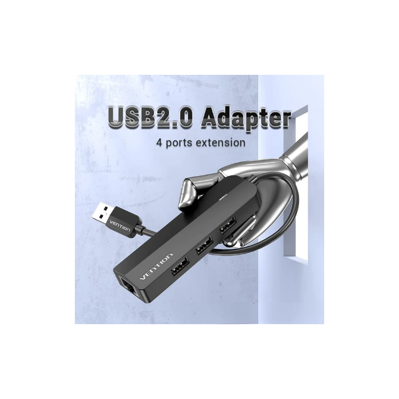 VEN CHPBB Vention 3 PORTS USB 2.0 HUB 0.15M with LAN Black