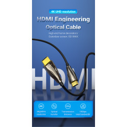 VEN ALABX Vention Fiber Optical 4K Engineering Male to Male Cable 50M Black