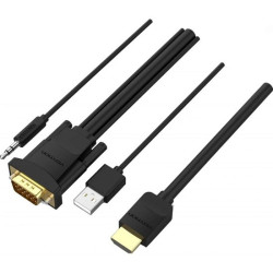 VEN ABIBG Vention HDMI to VGA Cable with Audio Output & USB Power Supply 1.5M