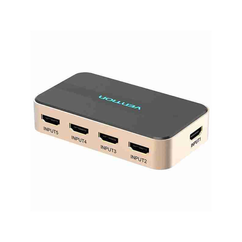 VEN ACDG0 Vention HDMI Switcher 5 In 1 Out Gold VEN ACDG0 Vention HDMI Switcher 5 In 1 Out Gold