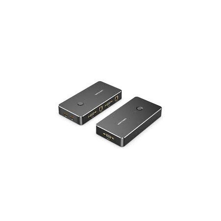VEN DBEB0 Vention 2 in 1 Out VGA KVM Switch Black Metal Type