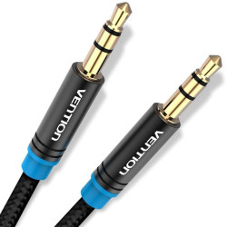 VEN P350AC150-B-M Vention Cotton Braided 3.5mm Male to Male Audio Cable 1.5M Black Metal Type