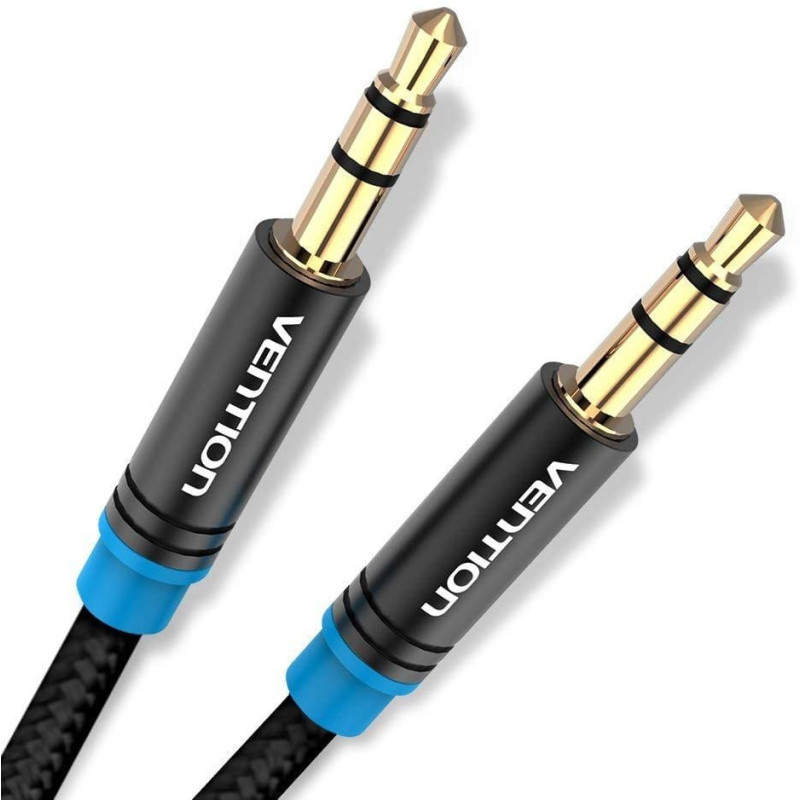 VEN P350AC150-B-M Vention Cotton Braided 3.5mm Male to Male Audio Cable 1.5M Black Metal Type VEN P350AC150-B-M Vention Cotton Braided 3.5mm Male to Male Audio Cable 1.5M Black Metal Type
