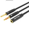 VEN BBTBY Vention 2*3.5mm Male to 4 Pole 3.5mm Female Audio Cable 0.3M Black ABS Type