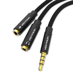 VEN BBSBY Vention 3.5mm Male to 2 *3.5 femaleFemale Stereo Splitter Cable 0.3M Black ABS Type