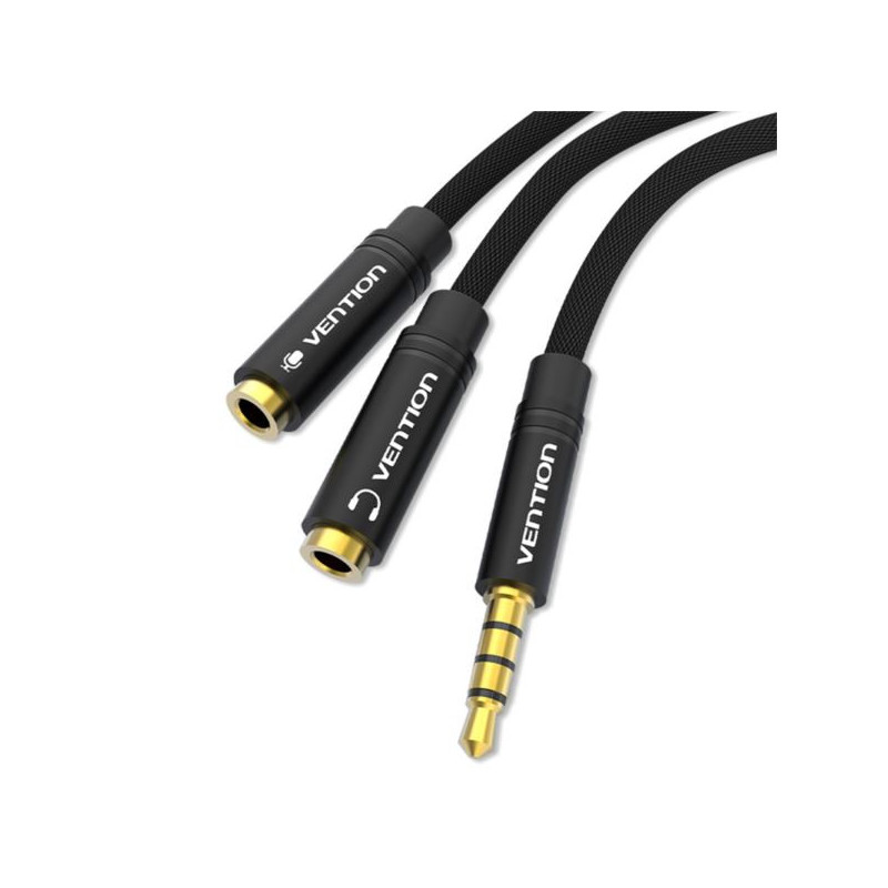 VEN BBSBY Vention 3.5mm Male to 2 *3.5 femaleFemale Stereo Splitter Cable 0.3M Black ABS Type VEN BBSBY Vention 3.5mm Male to 2 *3.5 femaleFemale Stereo Splitter Cable 0.3M Black ABS Type