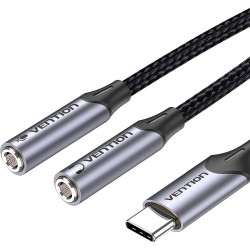 VEN BGPHY Vention USB-C Male to TRS Audio & Mic Jack 0.3M Gray Aluminum Alloy Type
