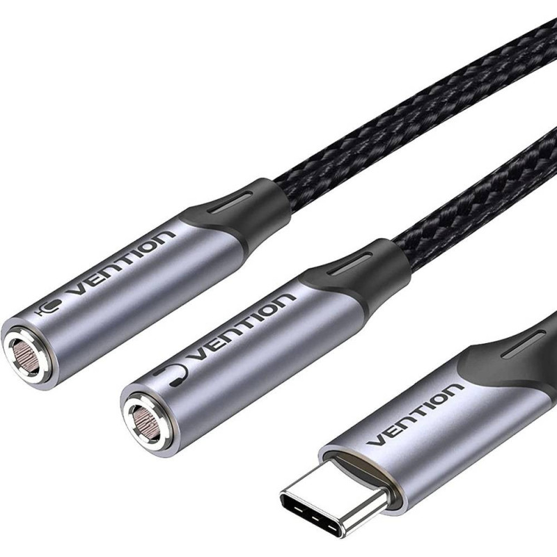 VEN BGPHY Vention USB-C Male to TRS Audio & Mic Jack 0.3M Gray Aluminum Alloy Type VEN BGPHY Vention USB-C Male to TRS Audio & Mic Jack 0.3M Gray Aluminum Alloy Type