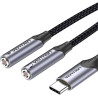 VEN BGPHY Vention USB-C Male to TRS Audio & Mic Jack 0.3M Gray Aluminum Alloy Type