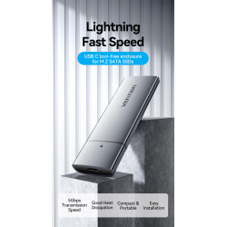VEN KPFH0 Vention M.2 NGFF SSD Enclosure (USB 3.1 Gen 2-C) Gray Aluminum Alloy Type