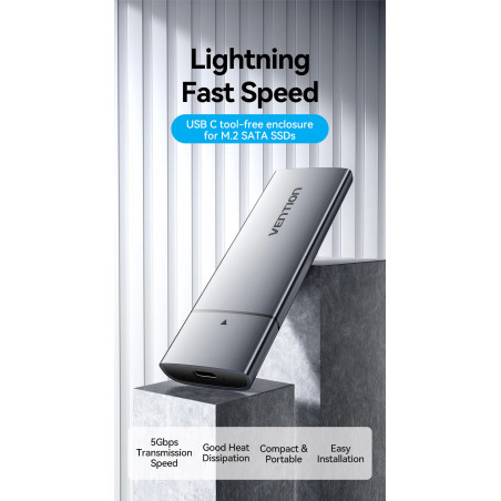 VEN KPFH0 Vention M.2 NGFF SSD Enclosure (USB 3.1 Gen 2-C) Gray Aluminum Alloy Type