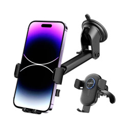 VEN KCVB0 Vention One Touch Clamping Car Phone Mount With Suction Cup Black Square Type