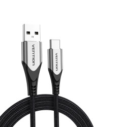 VEN CODHH Vention Cotton Braided USB 2.0 A Male to C Male 3A Cable 2M Gray Aluminum Alloy Type