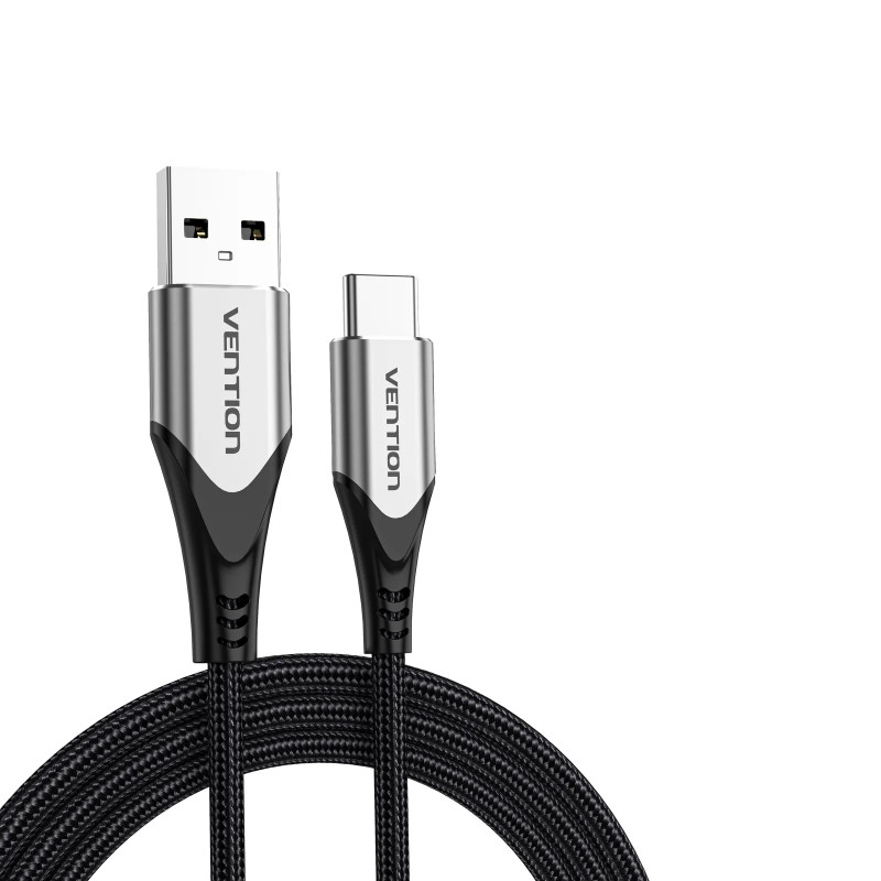 VEN CODHH Vention Cotton Braided USB 2.0 A Male to C Male 3A Cable 2M Gray Aluminum Alloy Type VEN CODHH Vention Cotton Braided USB 2.0 A Male to C Male 3A Cable 2M Gray Aluminum Alloy Type