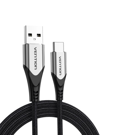 VEN CODHH Vention Cotton Braided USB 2.0 A Male to C Male 3A Cable 2M Gray Aluminum Alloy Type
