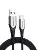 VEN CODHH Vention Cotton Braided USB 2.0 A Male to C Male 3A Cable 2M Gray Aluminum Alloy Type