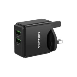 VEN FBAB0-UK Vention Two-Port USB(A+A) Wall Charger (18W/18W) UK-Plug Black