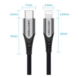 VEN TACHG Vention USB 2.0 C to Lightning Cable 1.5M Gray Aluminum Alloy Type