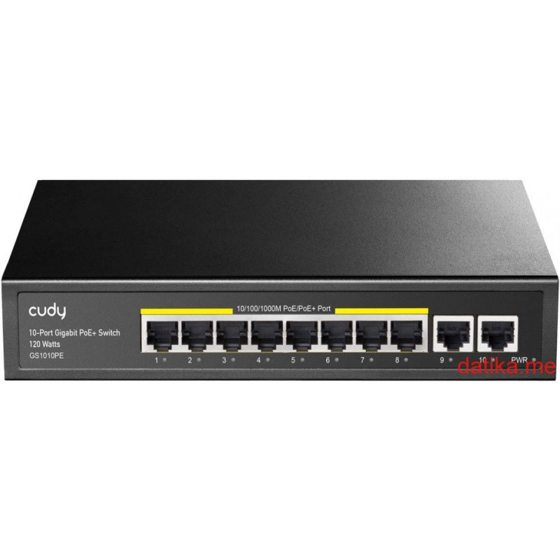 CUDY GS1010PE CUDY 8-PORT GIGABIT PoE(120watts) + Switch with 2 Uplink Ports CUDY GS1010PE CUDY 8-PORT GIGABIT PoE(120watts) + Switch with 2 Uplink Ports