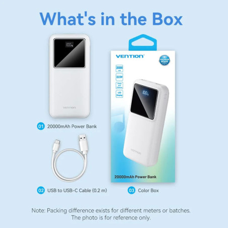 VEN FHLW0 Vention 20,000mAh Power Bank-WHITE